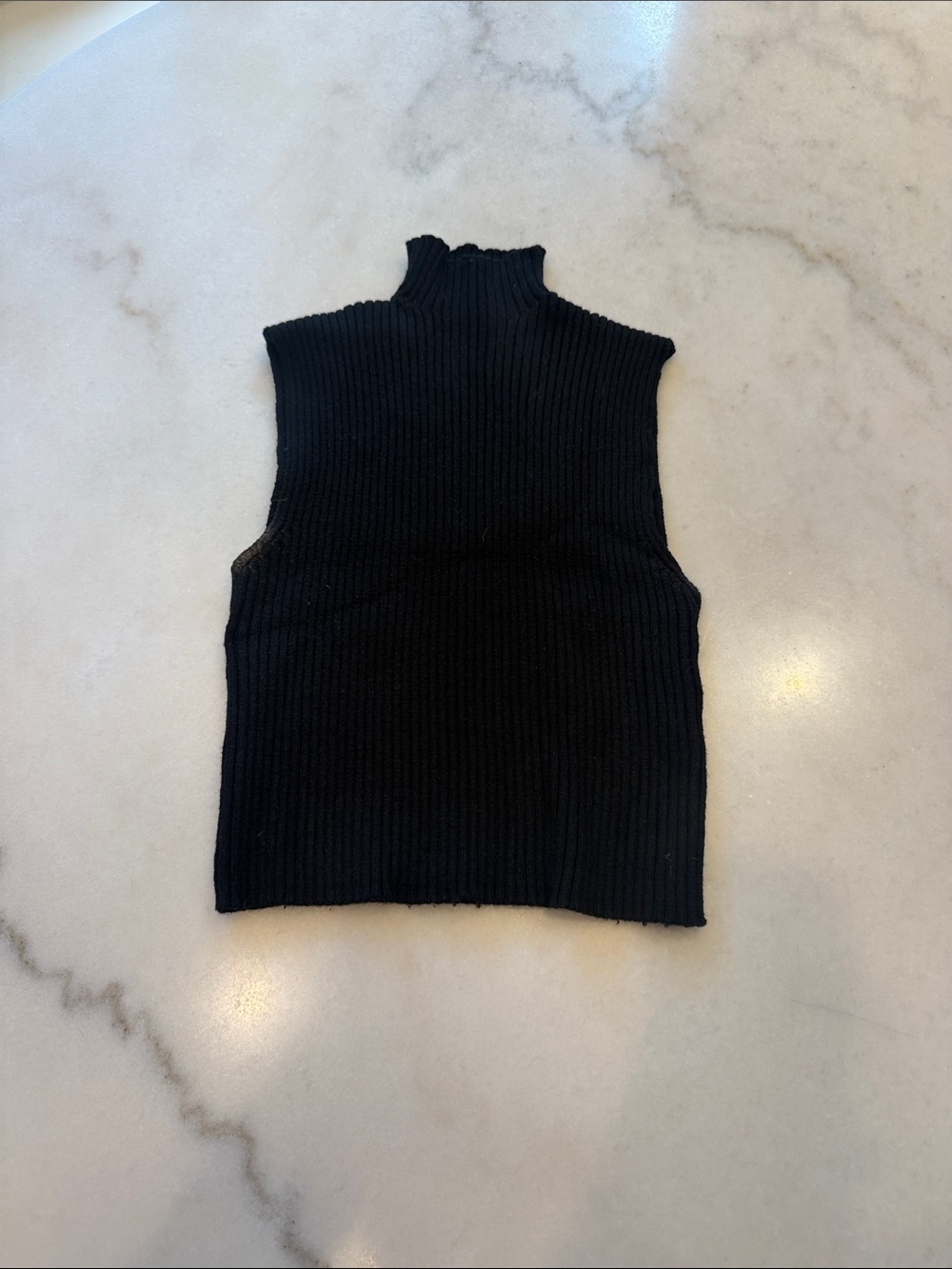 Zara Black Ribbed Sleeveless Mock Neck Tank